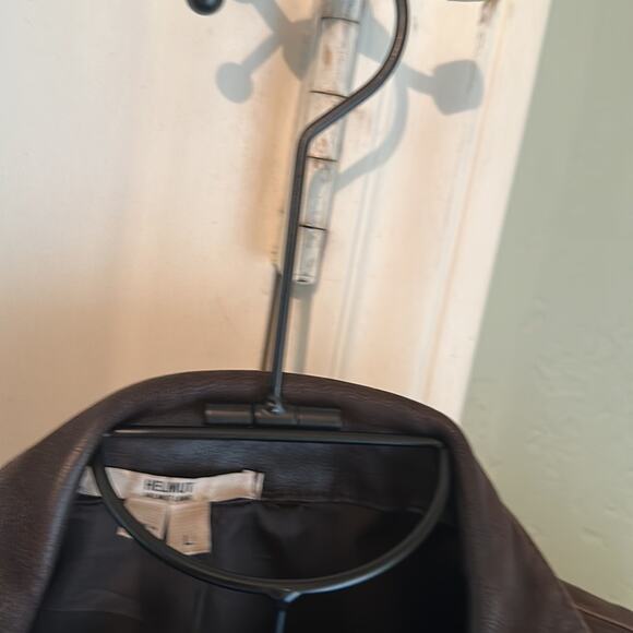 Helmut Lang Brown Distressed Dried Leather Coat Jacket large - Picture 7 of 8